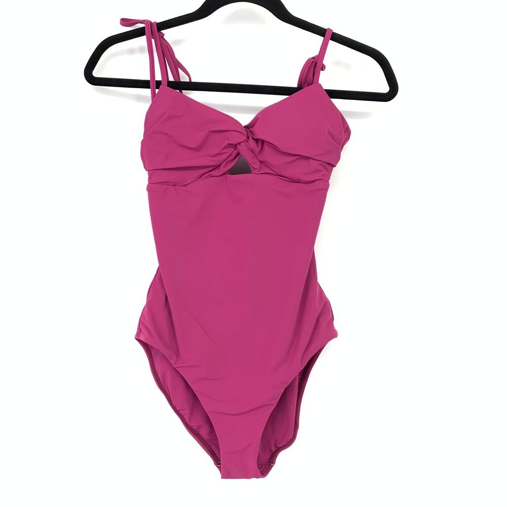 JETS Australia One Piece Swimsuit Magenta Pink Twist Front Keyhole Back US Sz 4